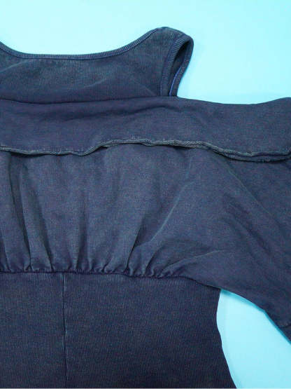 Off Shoulder Long Sleeve Ribbed Jumpsuit