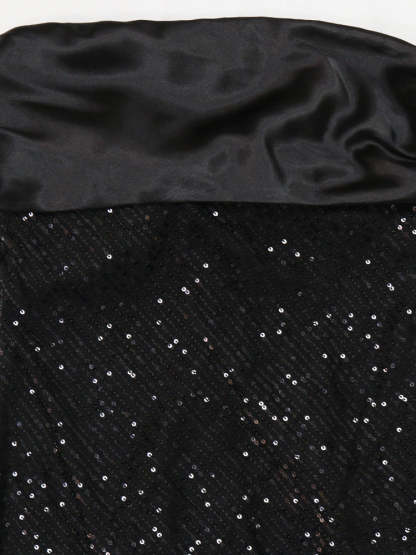 Strapless Bow Tie Back Sequin Maxi Dress