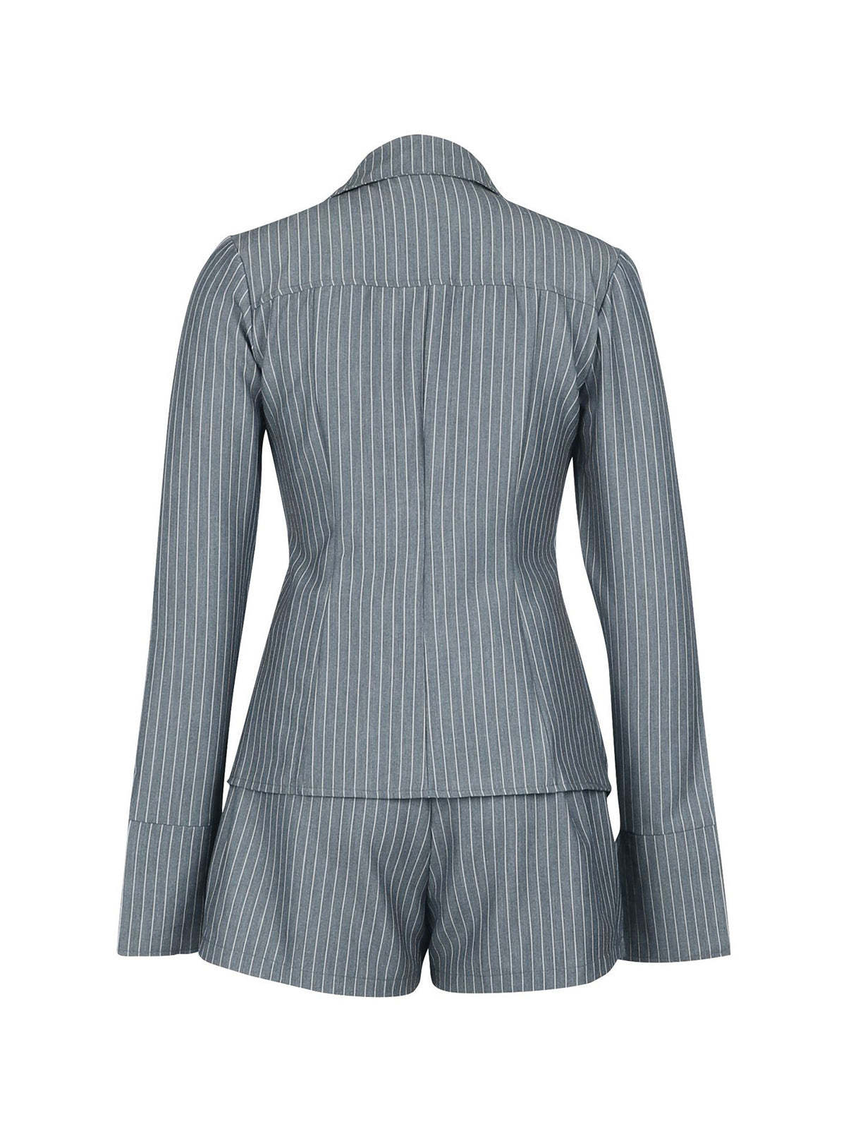 Striped Lace-Up Shirt Shorts Set