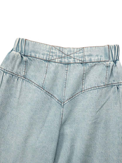 Two Pieces Sleeveless Denim Pants Set