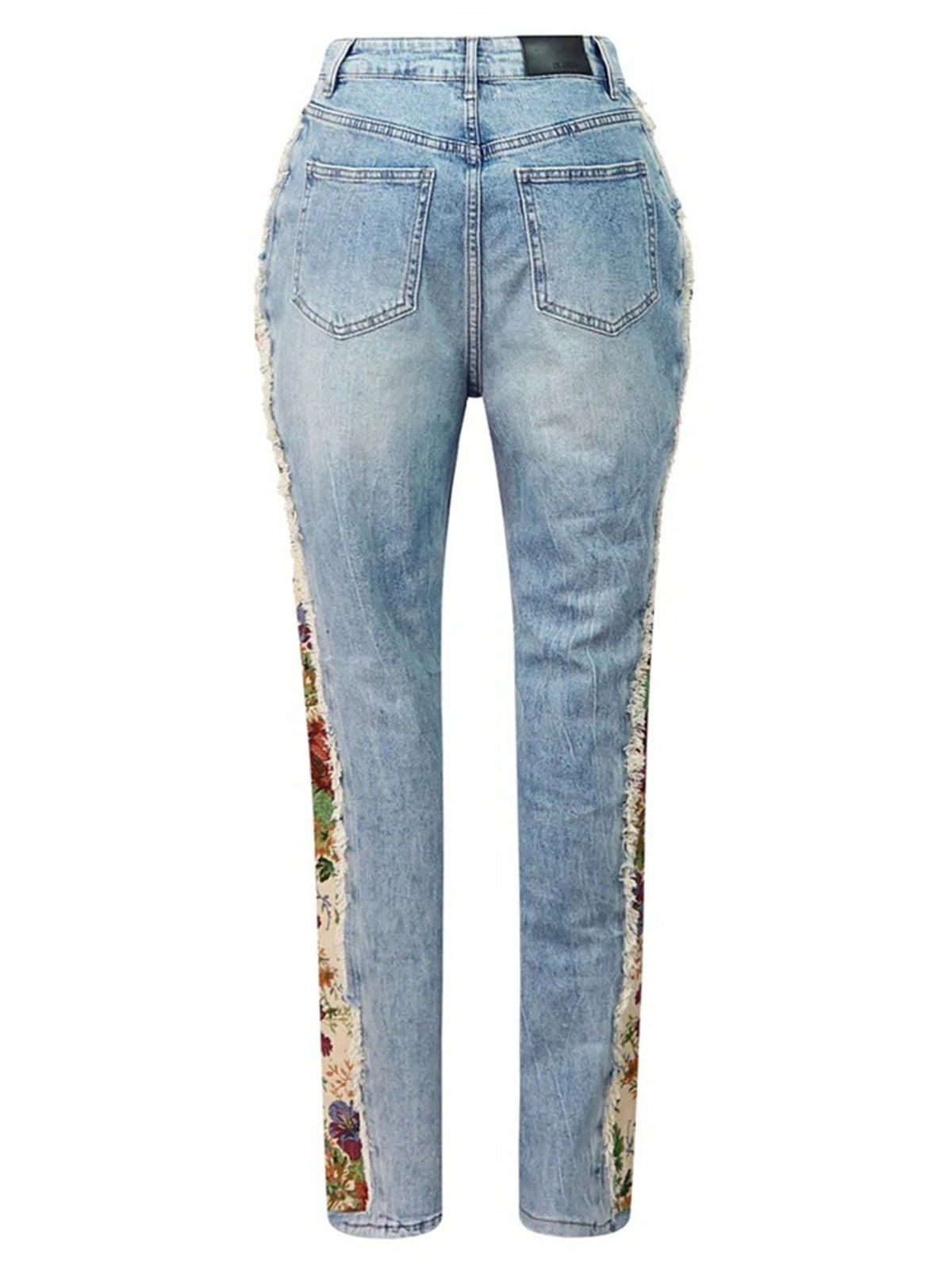 Printed Color Block Denim Jacket Jeans Set