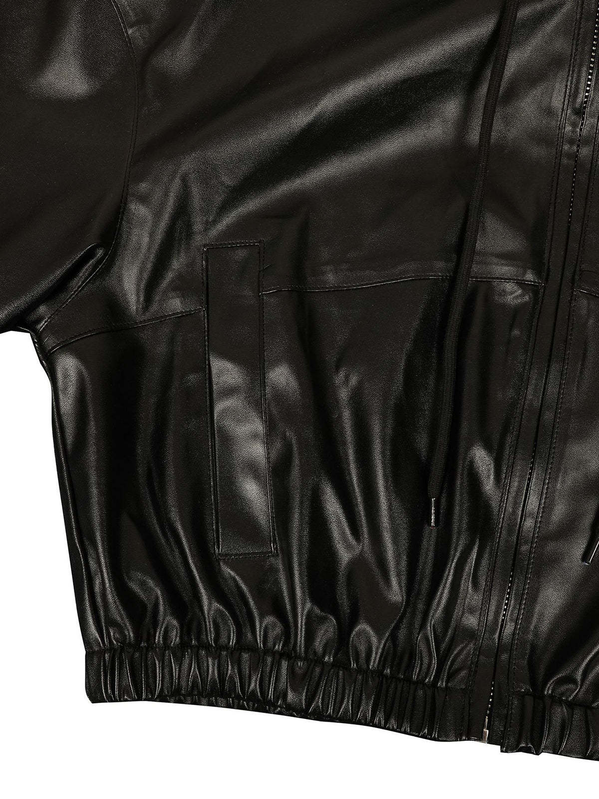 Hooded PU Leather Jacket Shorts Set