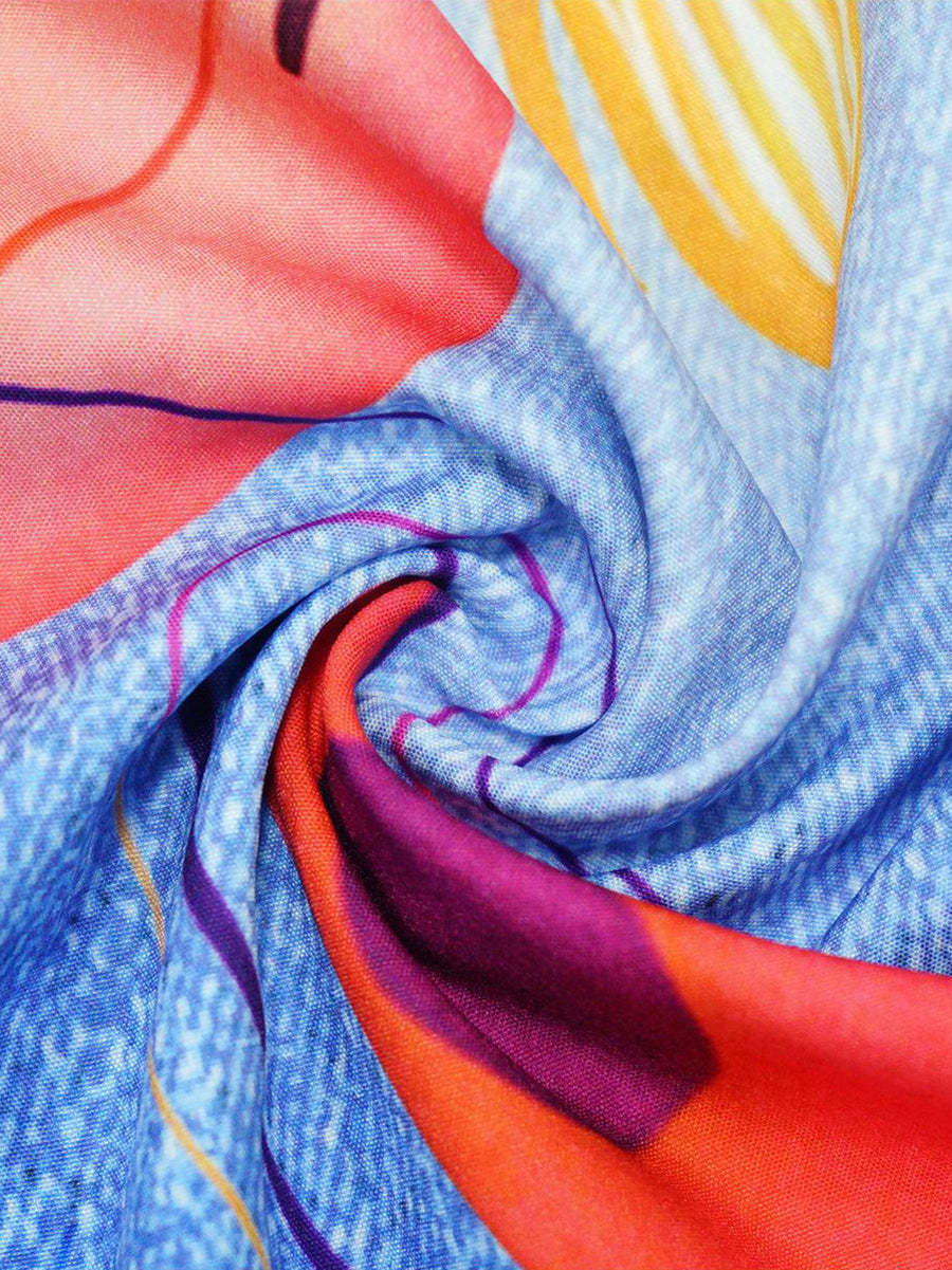 Floral Butterfly Print Wide Leg Jeans