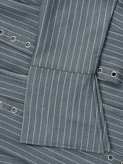 Striped Lace-Up Shirt Shorts Set