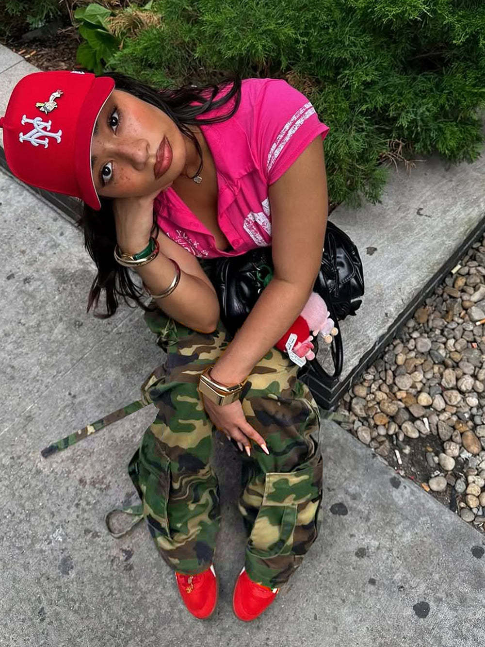 Camouflage Cargo Straight Leg Pants