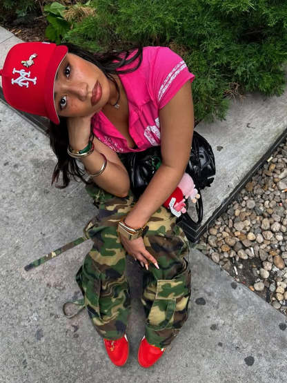 Camouflage Cargo Straight Leg Pants