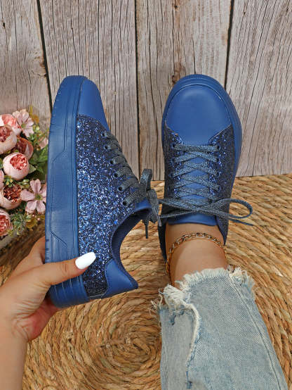 Glitter Lace-Up Sneakers