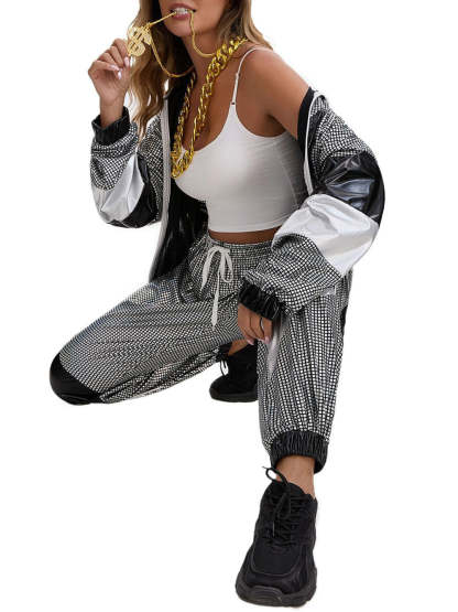 Halloween 80s Disco Glitter Jacket Pants Sets