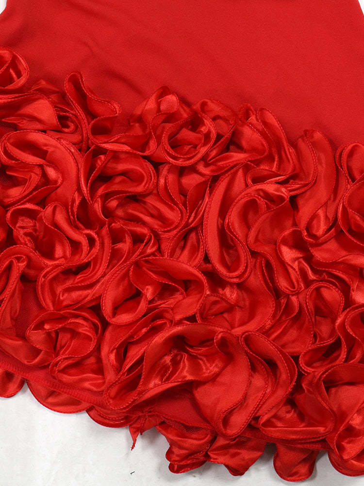 Spaghetti Strap Ruffle Asymmetrical Mini Dress