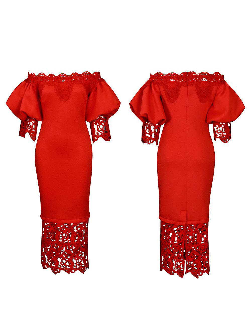 Plus Size Off Shoulder Lace Patchwork Dress