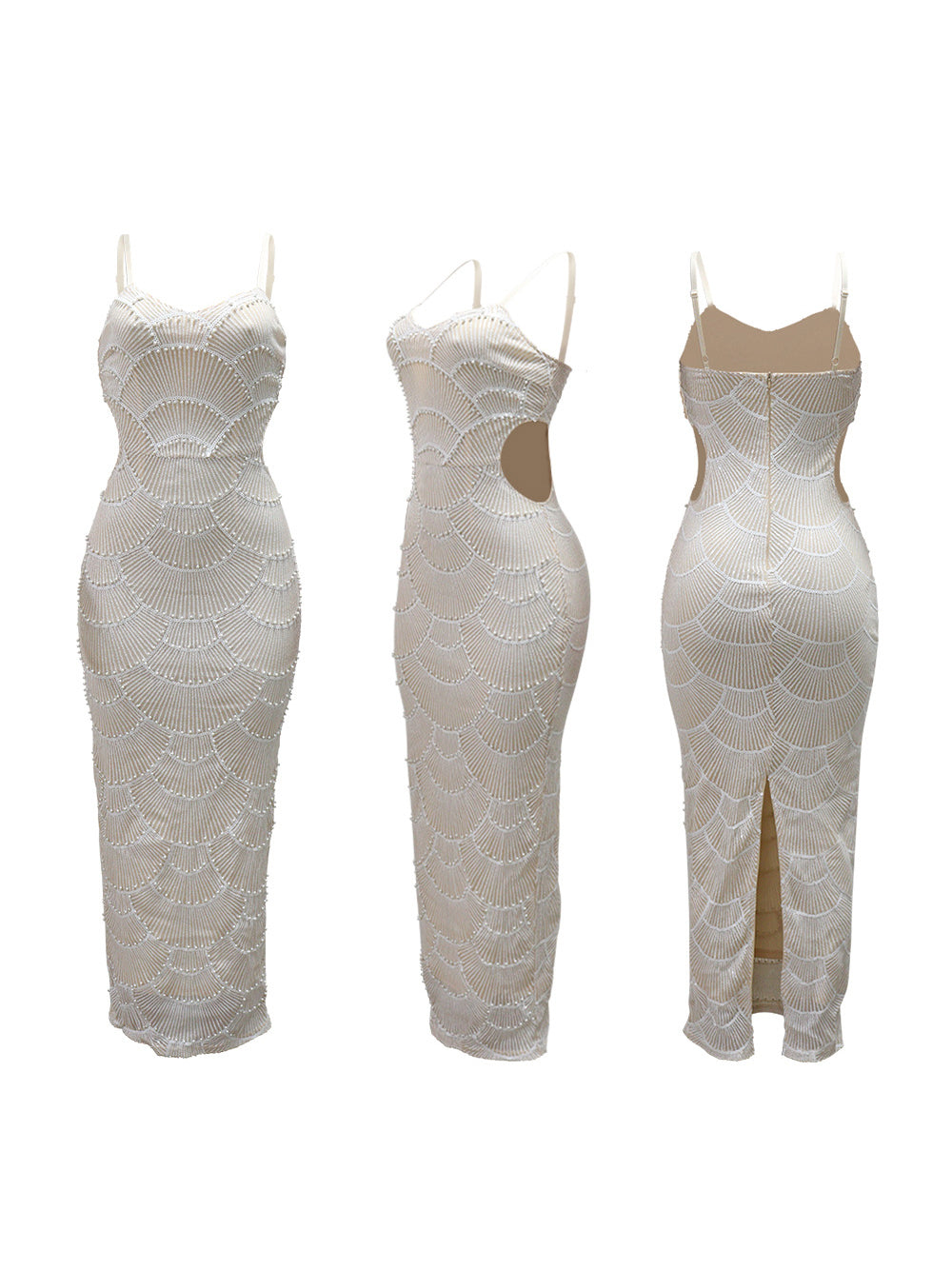 Beaded Mermaid Hollow Out Maxi Dress