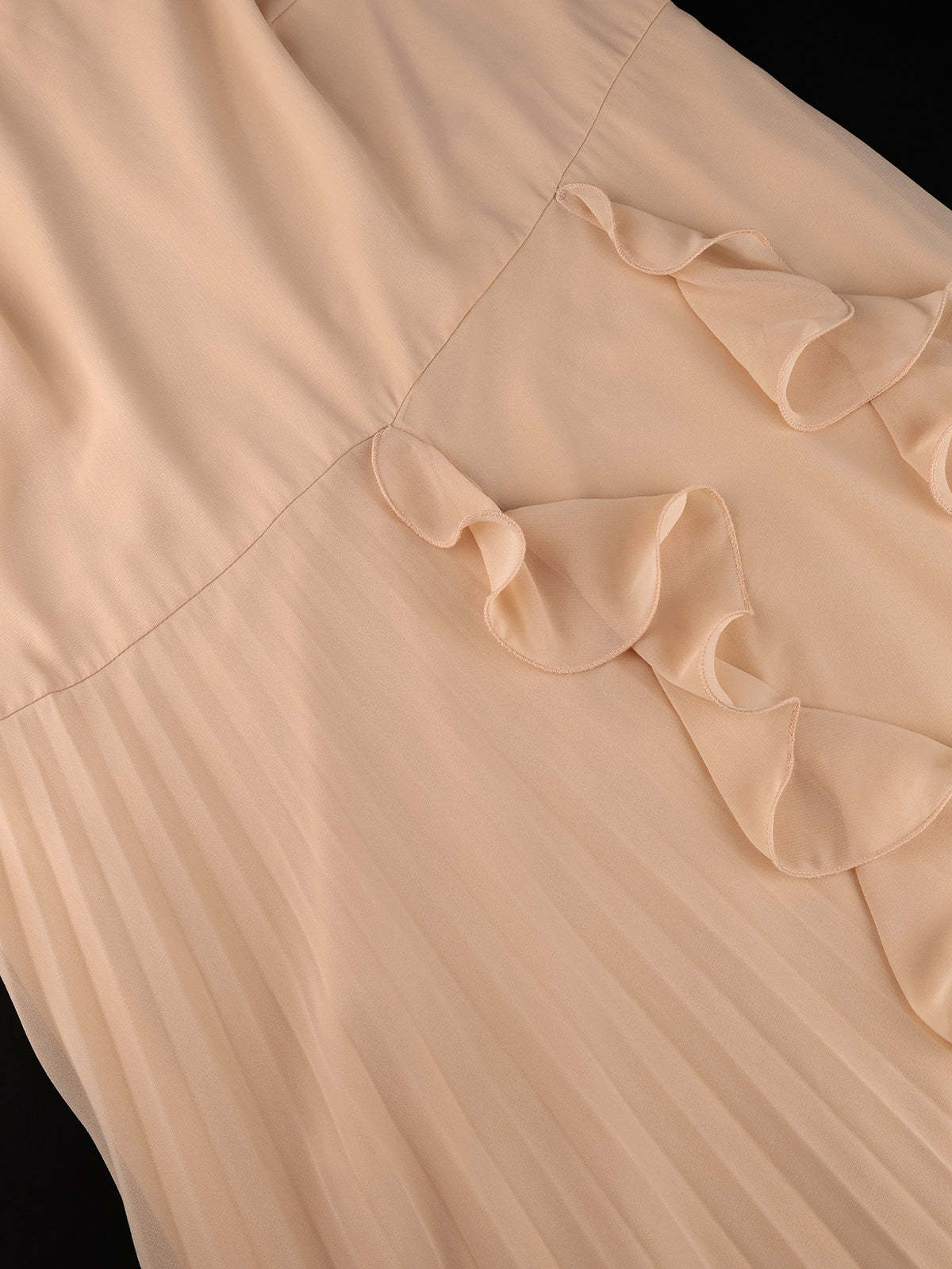 Ruffled Off-Shoulder Pleated Maxi Dress