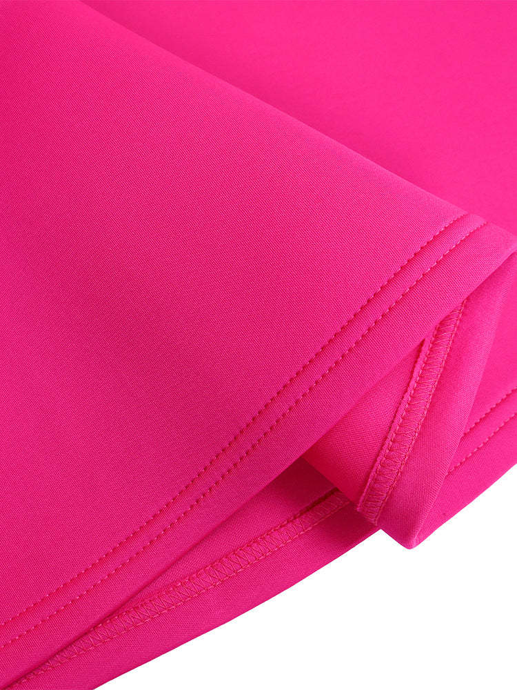 Puff Sleeve Bow-Tie Neck Flared Midi Dress