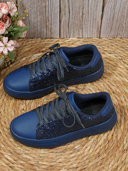 Glitter Lace-Up Sneakers