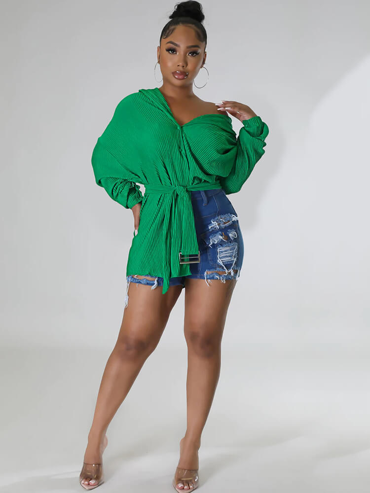 Long Sleeve Ribbed Mini Shirt Dress