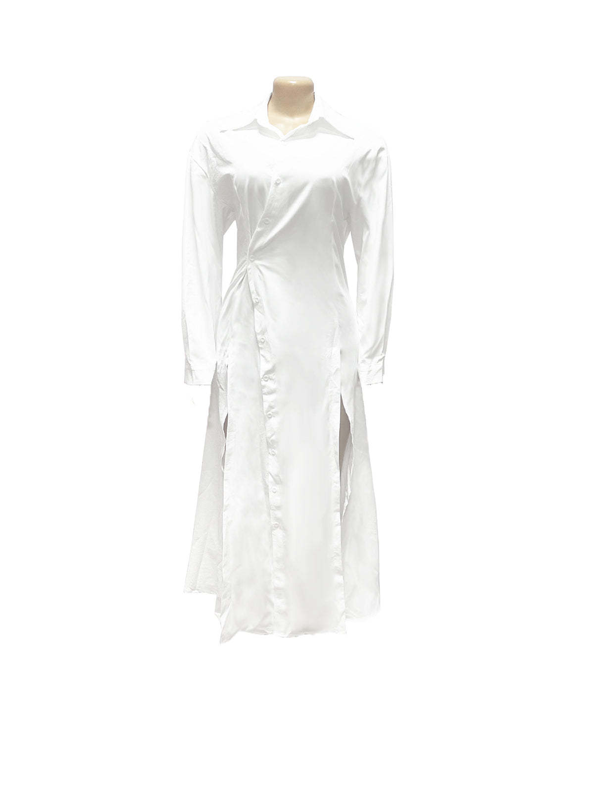 Button-Down Slit Maxi Shirt Dress