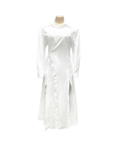 Button-Down Slit Maxi Shirt Dress
