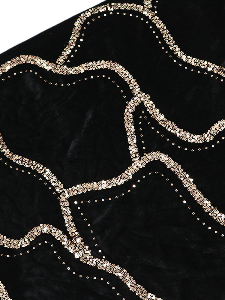 Sequins Strapless Velvet Maxi Dress