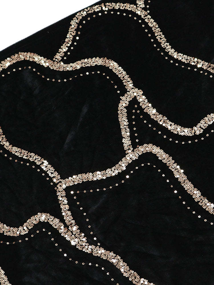 Sequins Strapless Velvet Maxi Dress