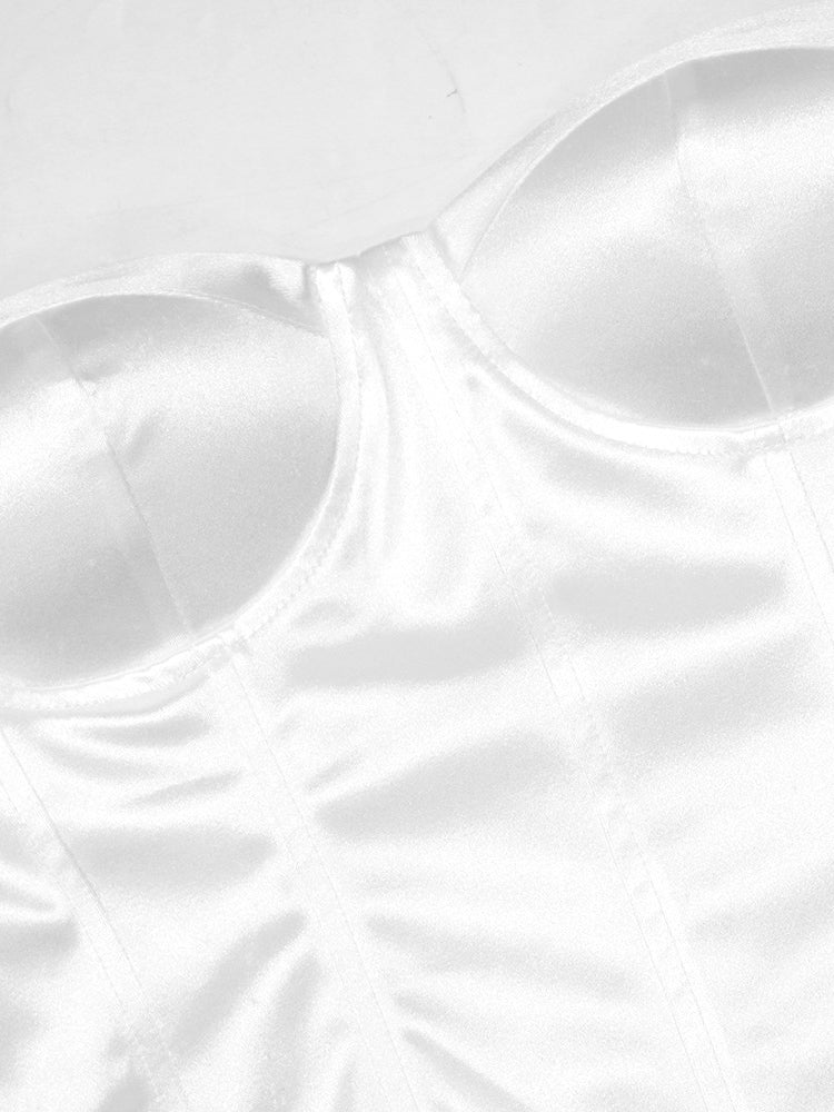 Strapless Glitter Mesh Flowers Mini Dress