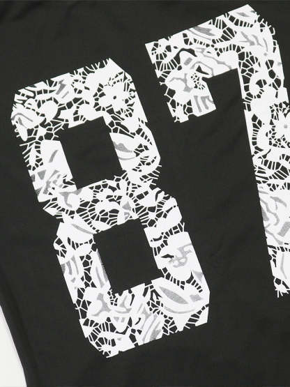 Letter Print Lace Patchwork Maxi Dress