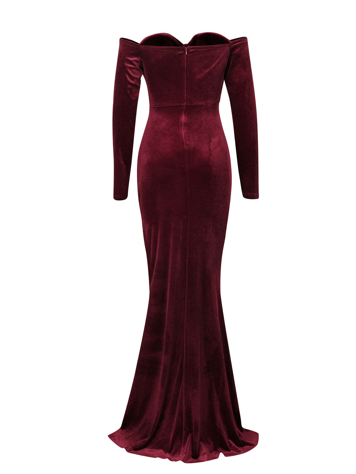 Off Shoulder Velvet Split Maxi Dress