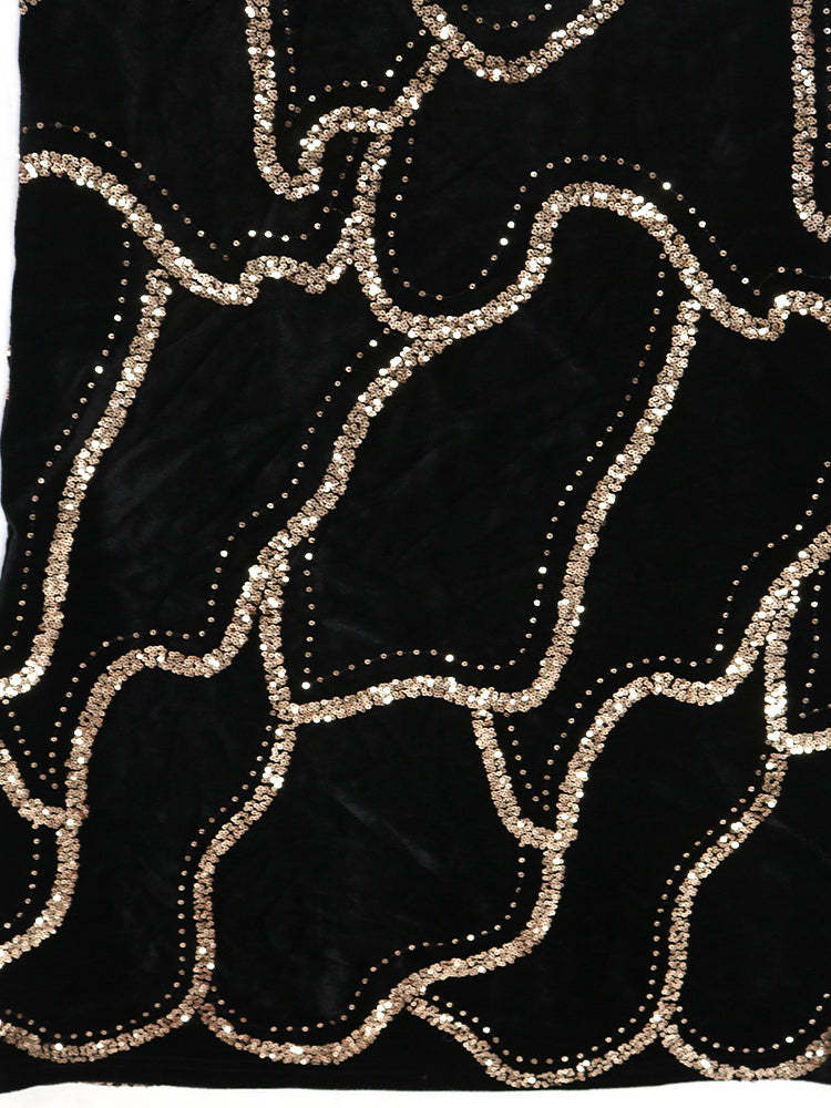 Sequins Strapless Velvet Maxi Dress