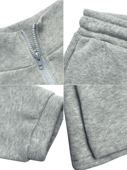 Two Pieces Zip Up Drawstring Pants Sets