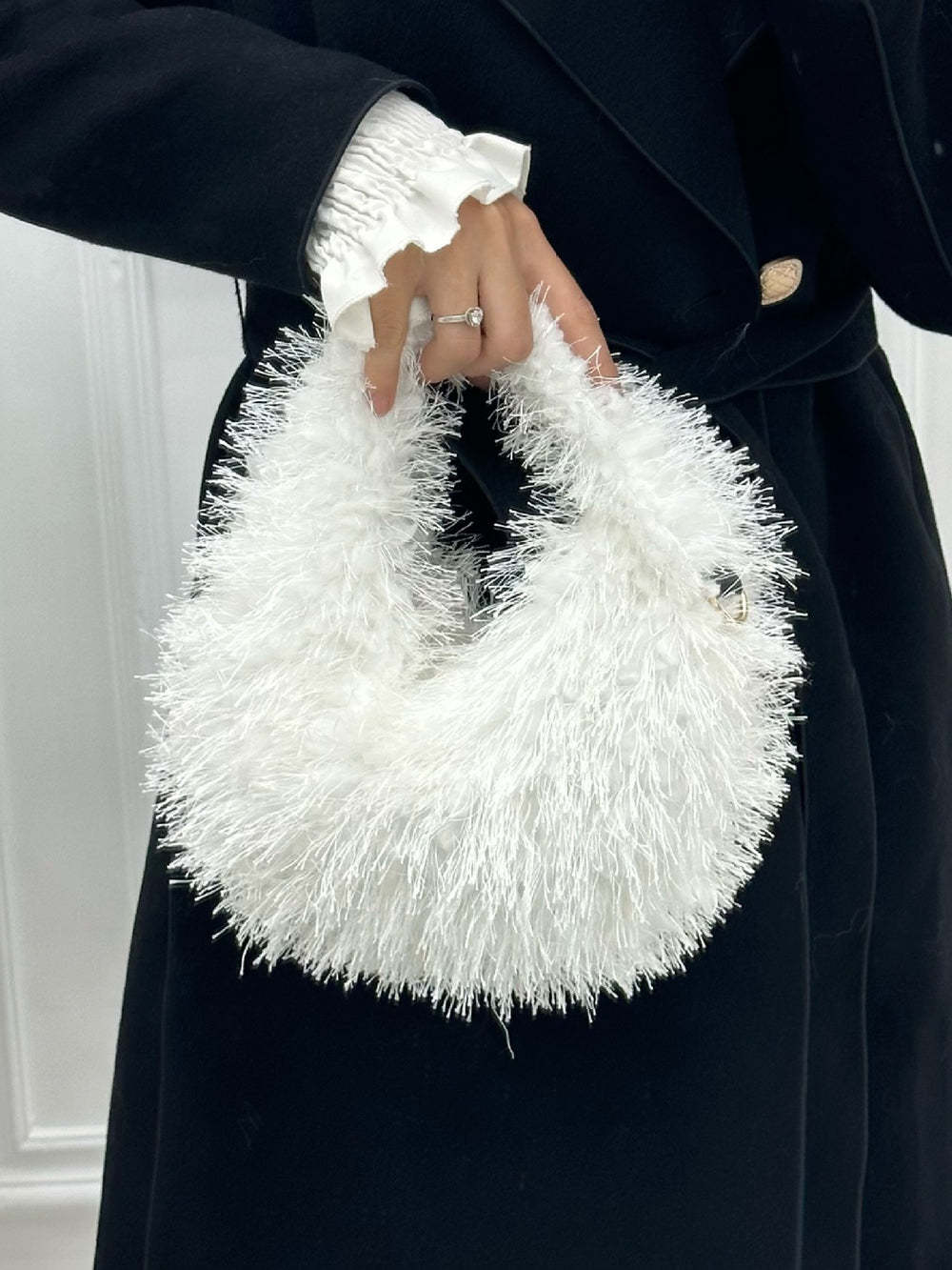 Candy Color Fluffy Fringe Mini Handbag