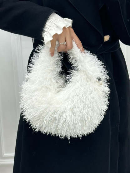 Candy Color Fluffy Fringe Mini Handbag