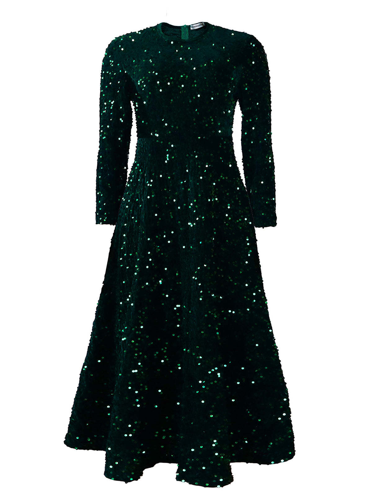 Long Sleeve Solid Color Sequin Dress