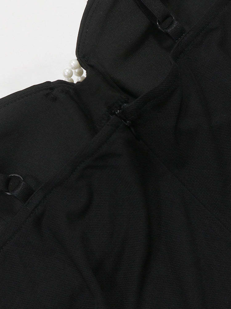 Strappy Rhinestone Mesh Maxi Dress