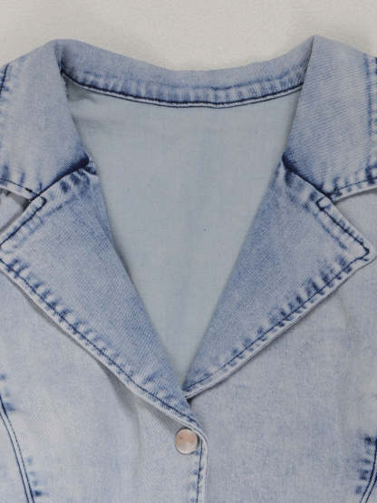 Sleeveless Elastic Waist Denim Romper