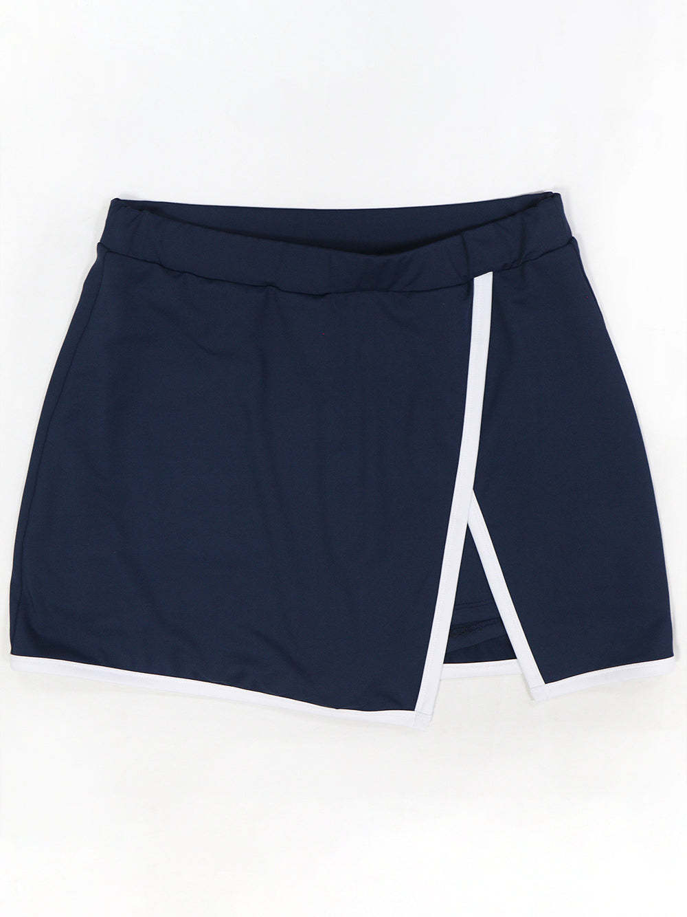 Two-Piece Contrast Trim Crop Top Skirt Shorts Set