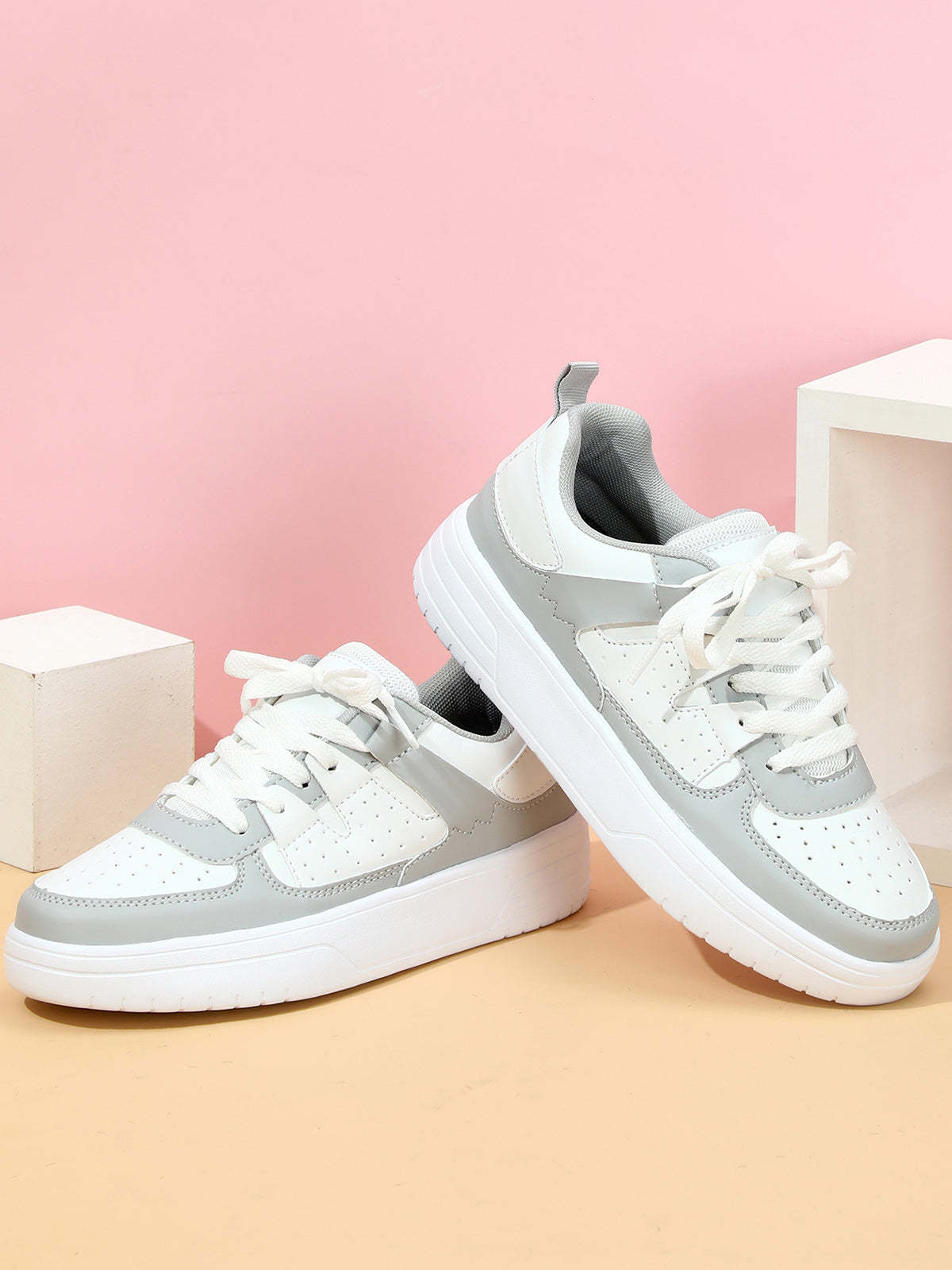 Colorblock Platform Lace-Up Sneakers