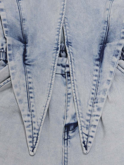 Sleeveless Elastic Waist Denim Romper