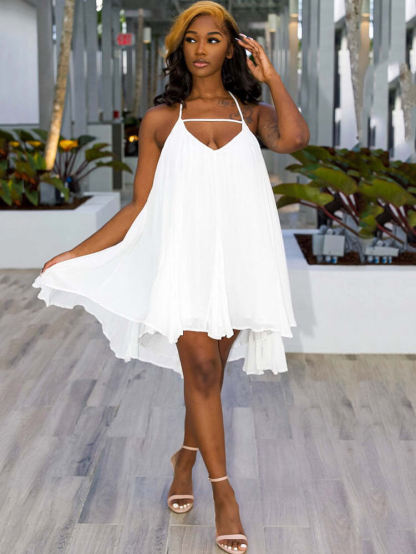 Halter Neck Backless Casual Mini Dress