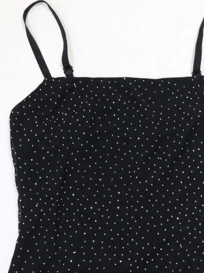 Strap Rhinestone Mesh Maxi Dress