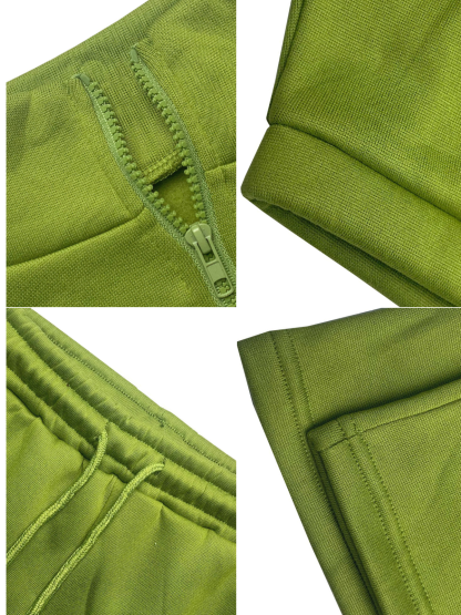 Two Pieces Zip Up Drawstring Pants Sets