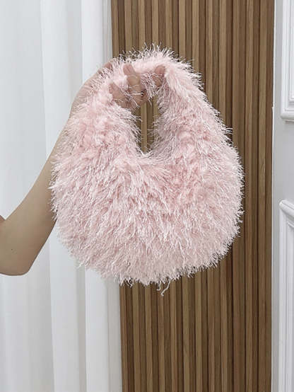 Candy Color Fluffy Fringe Mini Handbag