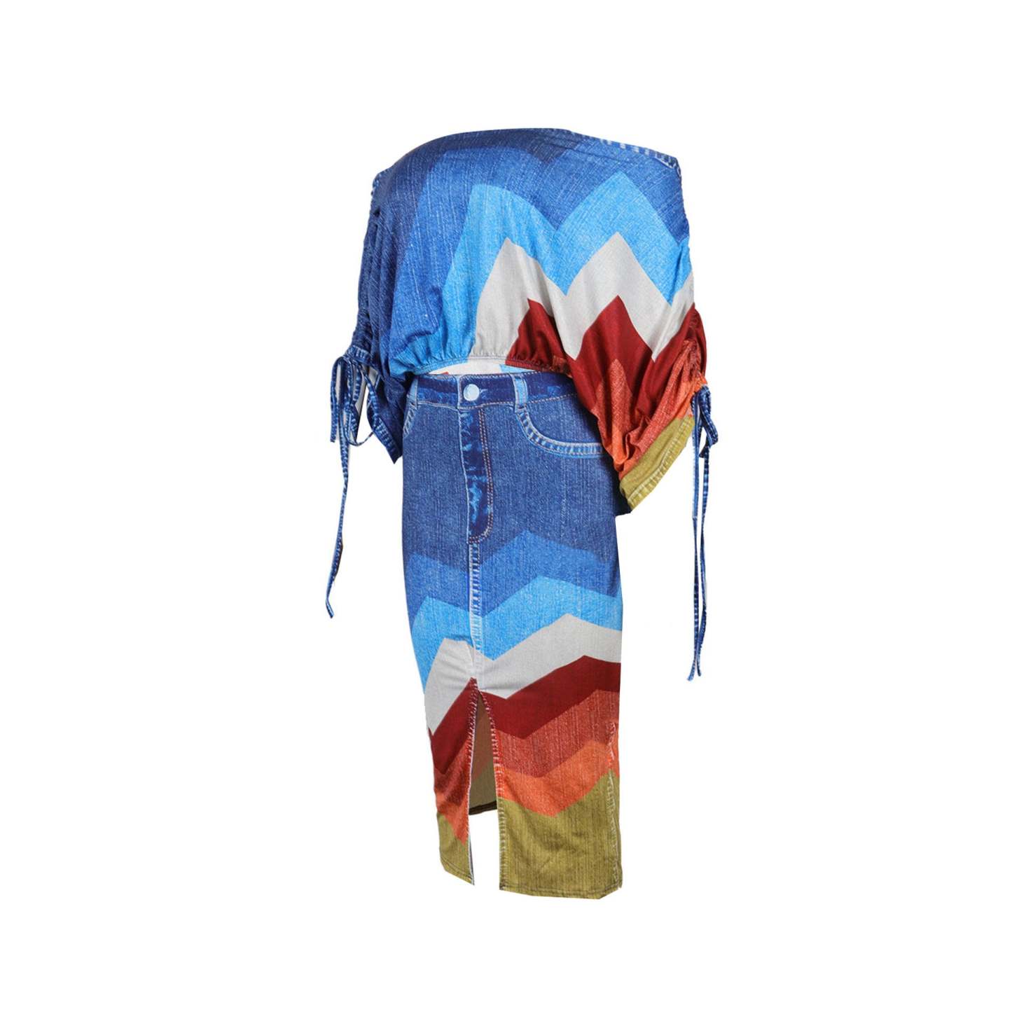 Off Shoulder Colorful Skirt Set