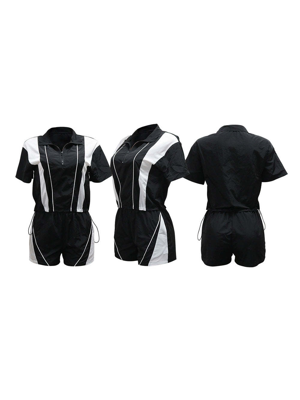 Sporty Patchwork Top Shorts Set