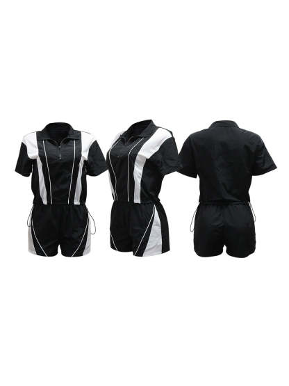 Sporty Patchwork Top Shorts Set