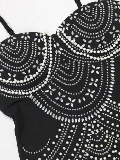 Strappy Rhinestone Mesh Maxi Dress