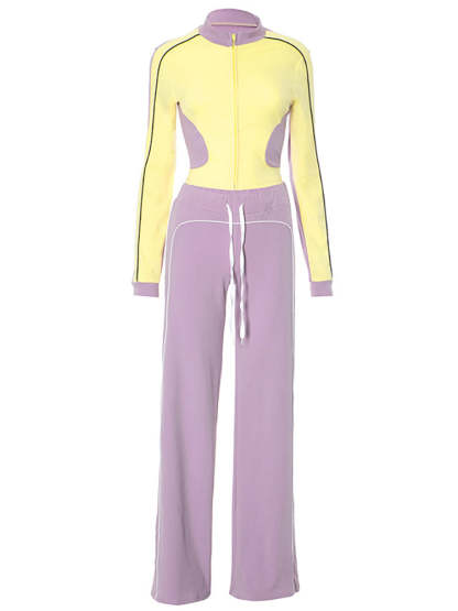 Stand Collar Slim Fit Fitness Jacket and Shorts Set
