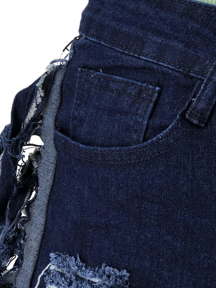 Plus Size Fringe Ripped Cutout Denim Jeans