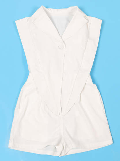 Sleeveless Solid Color Asymmetrical Romper