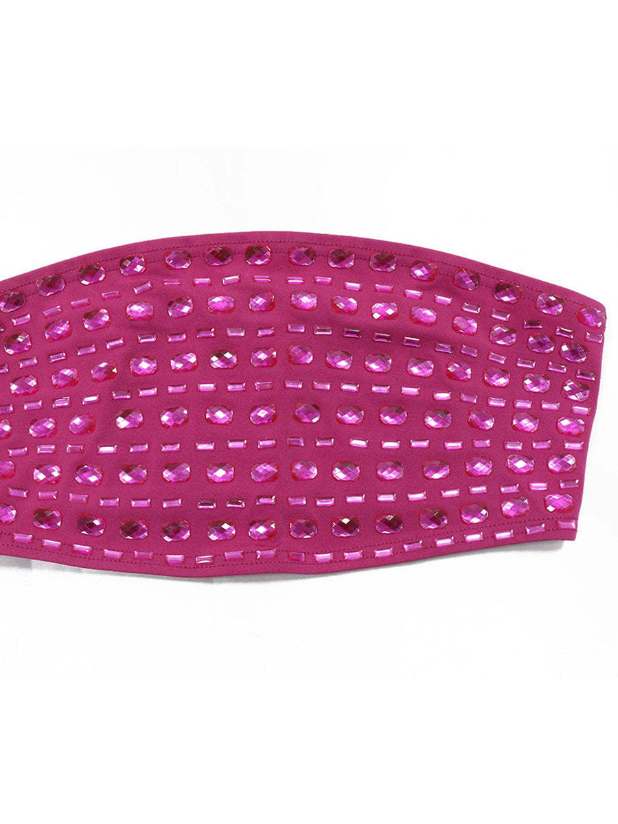 ?Glamorous Silver Rhinestone Skirt Sets