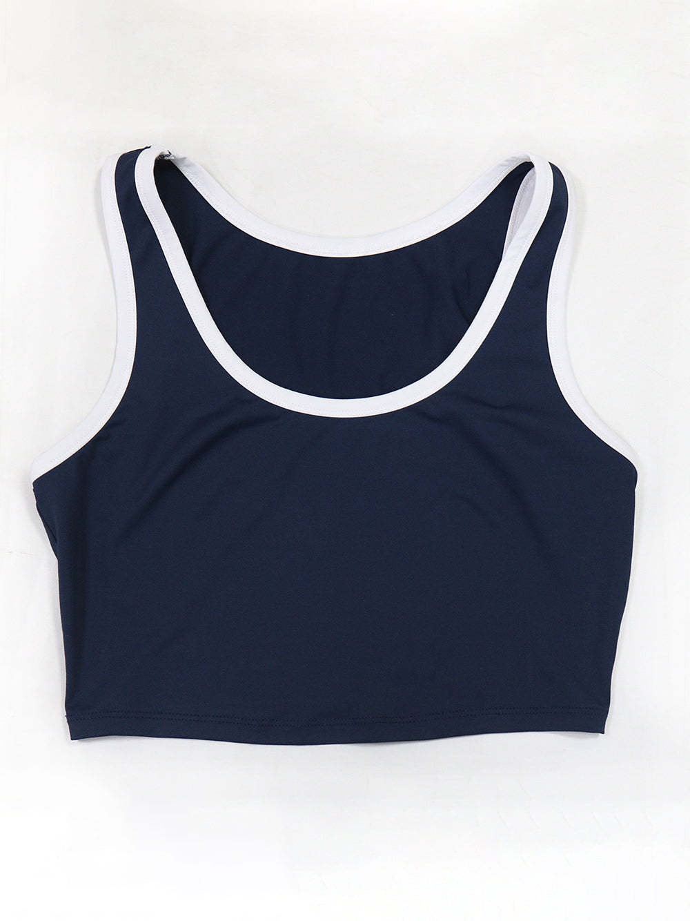 Two-Piece Contrast Trim Crop Top Skirt Shorts Set