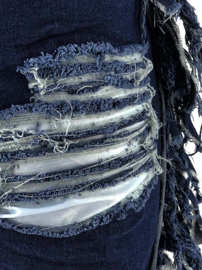 Plus Size Fringe Ripped Cutout Denim Jeans